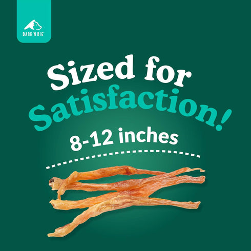 100% 8-12 Inch 12 BARK'N BIG Beef Tendons for Dogs Made in USA - Single Ingredient Dog Treat - Premium All-Natural USA
