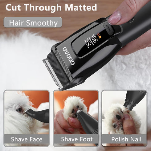 7500rpm Trimmer Dog Clippers for Grooming Heavy Thick Hair & Coats, Low Noise Cordless Pet Shaver, Dog Grooming Kit