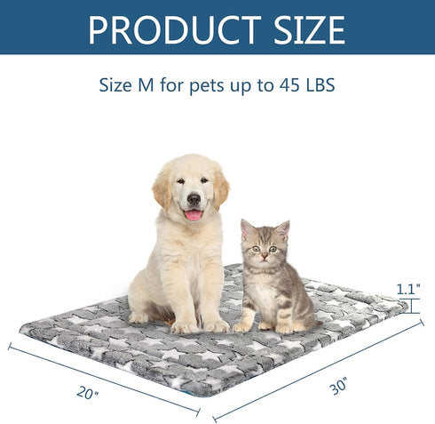 KROSER Fancy Dog Crate Pad, Reversible Dog Bed Mat for Small to XXX-Large Dogs, Grey, Navy, Star Pattern