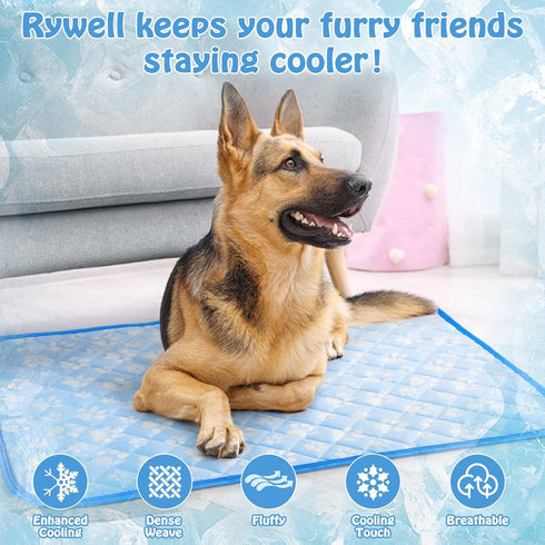 Rywell Self-Cooling Mat for Dogs, 24'' x 18'', Color Changing Arc-Chill Cooling Fiber, Washable Non-Toxic Summer Pet Bed