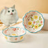 Premium Cat Food Bowl Set of 2, 6” Ceramic Cat Water Bowl, Cute Shallow Weighted Cat Dishes for Indoor Cats