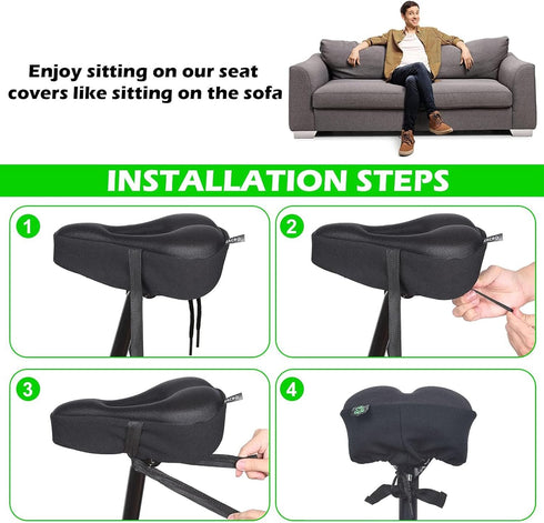 Zacro Bike Seat Cushion, Gel Padded Cover for Men Women, Extra Soft Exercise Bicycle Seat Compatible with Peloton