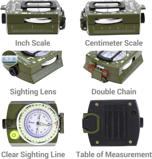 Sportneer Waterproof Shockproof Military Compass for Hiking, Climbing, Biking, Outdoor Activities