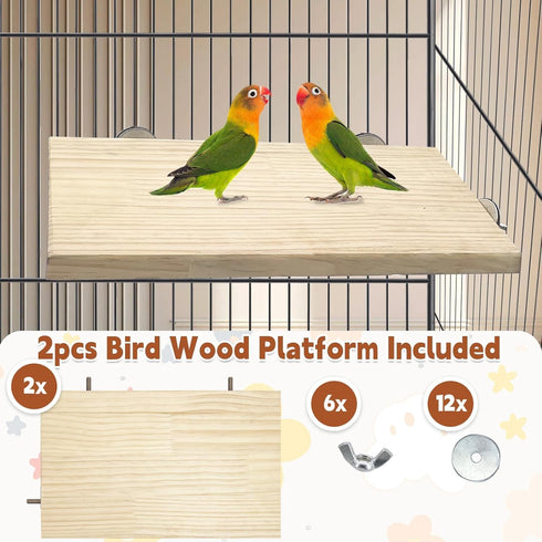 11.8 7.8 Inches 2 kathson x Large Bird Perch, PCS Natural Wooden Parrot Stand Platform, Parakeet Rectangle Stand Perch