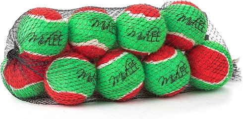 Midlee 1.5" Mini Squeaker Christmas Dog Tennis Balls - Red/Green Pack of 12