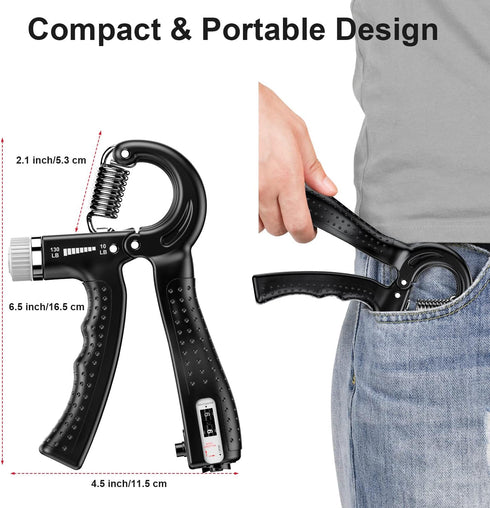 KDG Hand Grip Strengthener 2 Pack - Adjustable Resistance 10-130 lbs for Muscle Building and Recovery