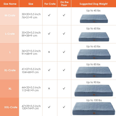 EHEYCIGA Orthopedic XL Dog Beds for Extra Large Dogs, Spa Blue, 44x32 with Removable Washable Cover