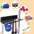 Gym Rack Organizer - Wall Mount Hooks for Olympic Barbells, Row Handles, Bats, Tools (E-Book Instruction Included)
