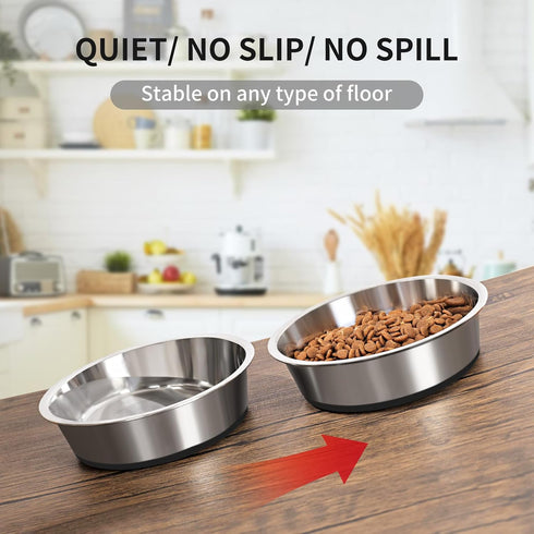 Taglory 2 Cup Stainless Steel Dog Bowls Set of 2 for Food and Water, Anti-Slip Silicone Base, Rust Resistant, 17oz,