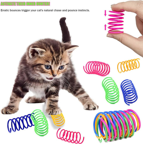 (12Pcs) Cat Toys Spring - Interactive Cat Toy & Kitten Toys with Durable Plastic Coils for Swatting, Biting, Hunting
