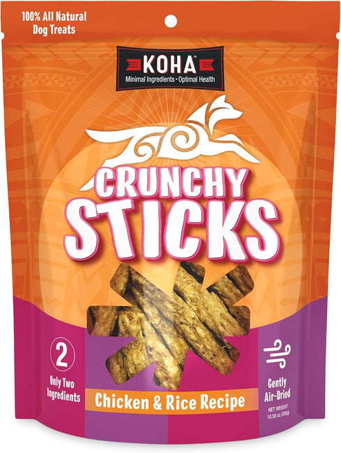 KOHA Pet Crunchy Sticks Chicken & White Rice Recipe, 2 Ingredient Dog Treats for Sensitive Stomachs