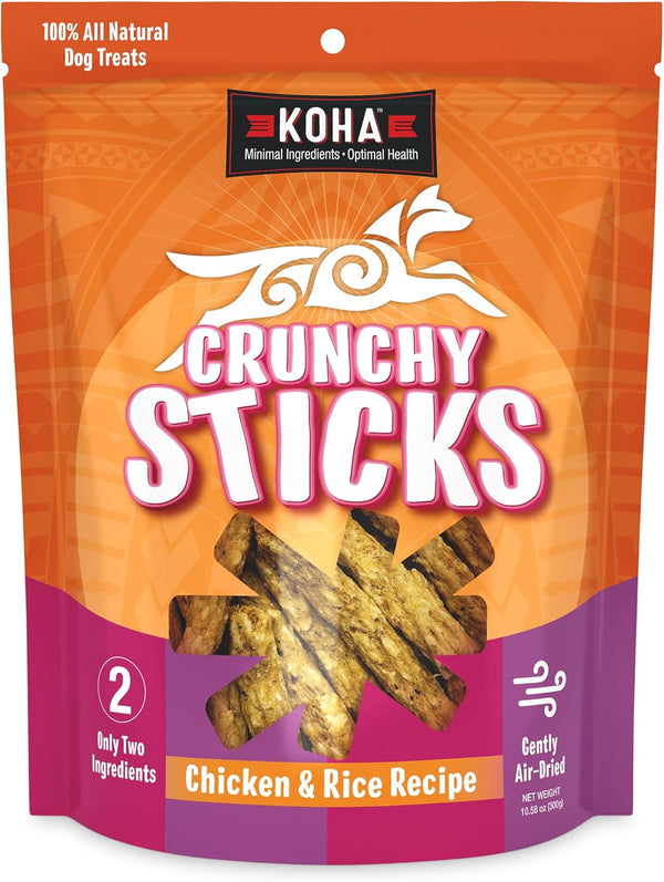 KOHA Pet Crunchy Sticks Chicken & White Rice Recipe, 2 Ingredient Dog Treats for Sensitive Stomachs