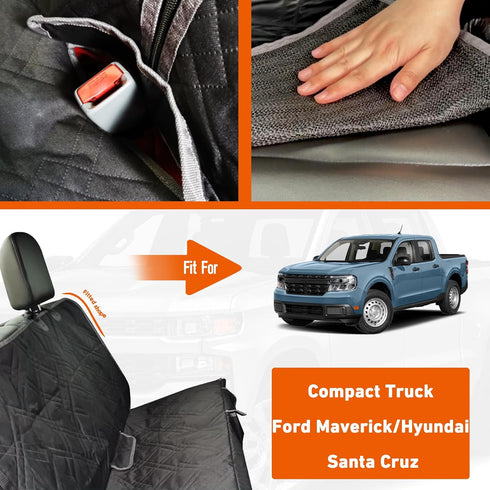 600D Dog Car Seat Cover Compatible with Ford Maverick/Hyundai Santa Cruz, Waterproof Pet Bench Seat Cover for Back
