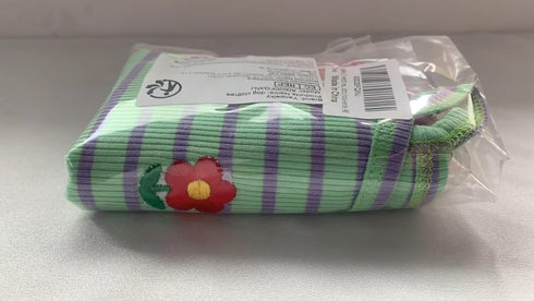 2 Pieces Summer Clothes for Small Medium Dogs - Cute Striped Shirt with Flower Strawberry Embroidery (Pink-Green)