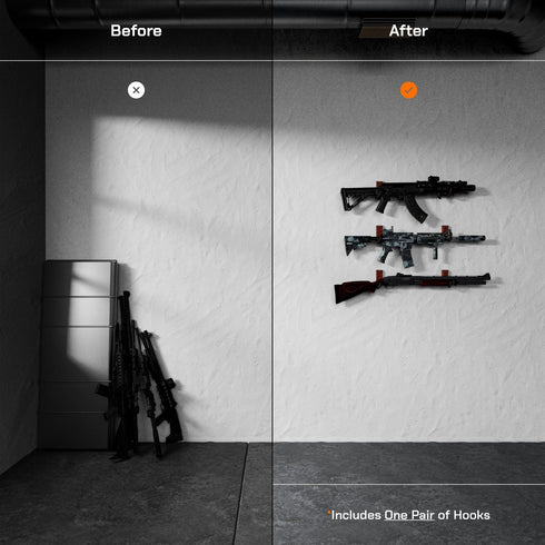 Hold Up Displays Gun Wall Mount, AR Rifle Shotgun Holder, Walnut Hardwood Gun Display Made in USA