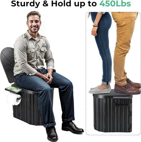 Sckee Camping Toilet, Portable Toilet for Adults, Portable Travel Folding Toilet with Lid and Paper Holder, Compact