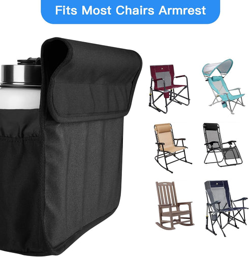 Xxerciz Beach Chair Cup Holder, Camping Chair Armrest Drink Organizer with Easily Attached Hook and Loop Strap