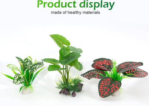 Reptile Artificial Plants 3PCS Betta Silk Aquarium Plants Artificial Cave Aquarium Plants Decorations Aquariums Fish Tank Plant