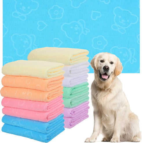Tudomro 14 Pcs 55 x 28 Inch Bulk Dog Towels, Extra Large Quick Drying Towels for Dogs, 7 Colors for Medium & Large Dogs
