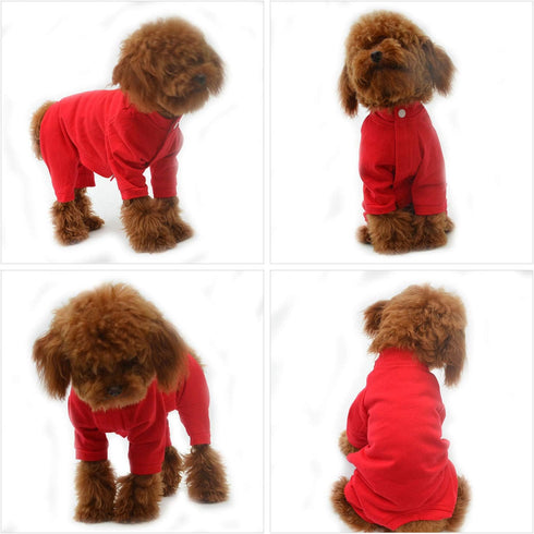 Lovelonglong Red Dog Pajamas, Lightweight Pure Cotton Jumpsuits, 4 Legs Onesies T-Shirt for Large Medium Small Dogs
