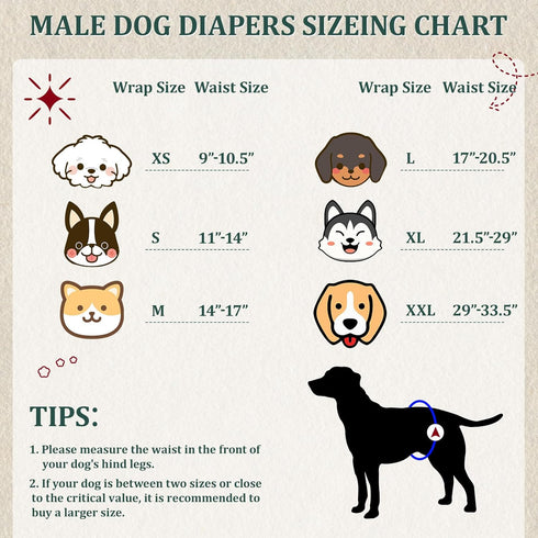 Pack 5, Reusable Dog Diapers Male, Premium Washable Belly Bands for Male Dogs Large, of High Absorbing Male Dog Wraps
