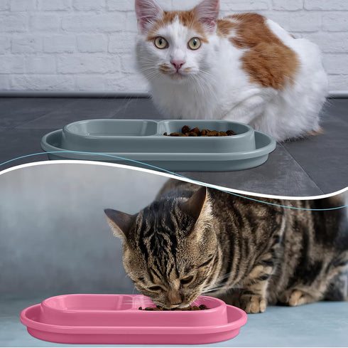 Uiifan 3 Pieces No Spill Cat Food Bowl Set for Small and Medium Dogs and Cats - Easy Cleaning Outdoor Feeder (Blue,