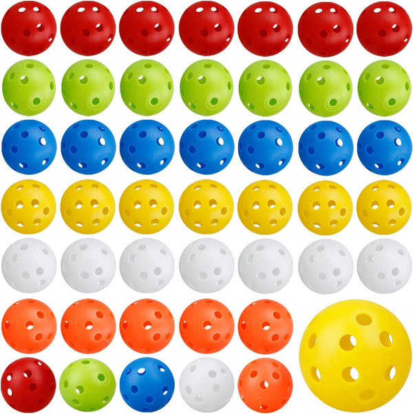 KOFULL 50 Pack Colored Golf Practice Balls - 40mm Hollow Sports Training Balls, Plastic Airflow for Pets (Multicolor)
