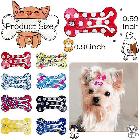PET SHOW 50Pcs/25Pairs Hair Clips for Small Dogs Cute 1 Inch Puppy Barrettes Mini Bone Shaped Snap Hair Bows Pet Grooming Hair Accessories for Dog Cat