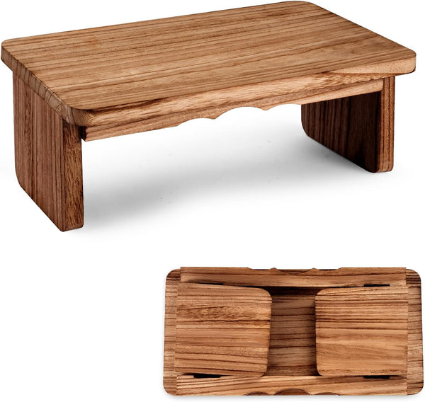 Folding Yoga Meditation Bench - Yoga Kneeling Bench for Adult, Wooden Zen