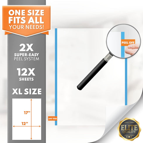 Cat Scratch Couch Protector - 12XL Clear Sheets, Extra Durable, Easy to Customize, Residue-Free
