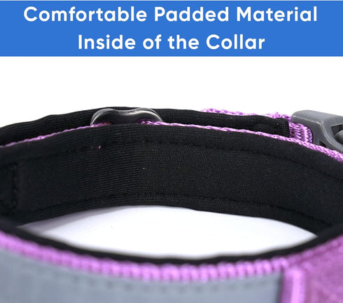 Pawtitas Lumberjack Padded Martingale Collar for Dogs, Soft Neoprene with Reflective Band, Medium Orchid