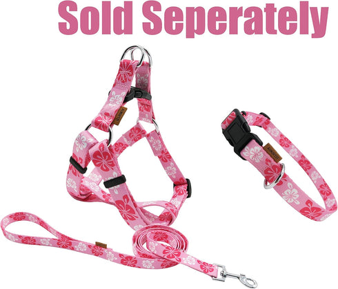 Cute Floral Pattern Dog Collar, Soft Adjustable Collar with Quick Release Buckle (XS, Hawaiian Pink, Neck 9-13", Width
