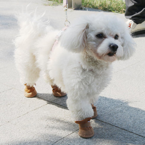 URBEST Dog Shoes with Hook Loop Closure, 4Pcs Booties for Chihuahua, Brown, Size 2#
