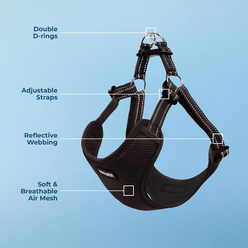 Best Pet Supplies Voyager Adjustable Dog Vest Harness - No Pull, Breathable for Small, Medium, Large Dogs, Black, XL