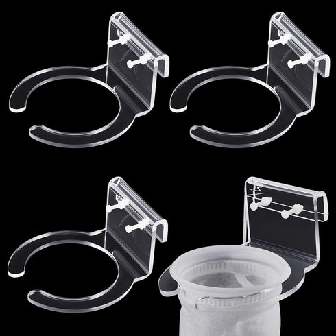 Taiyin 4 Pcs 4 Inch Pre Sump Filter Sock Holder for Saltwater Aquarium, Acrylic Mount Bracket