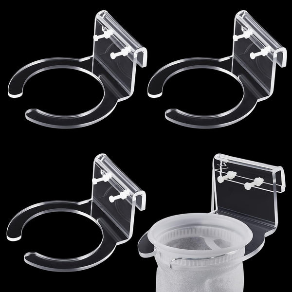 Taiyin 4 Pcs 4 Inch Pre Sump Filter Sock Holder for Saltwater Aquarium, Acrylic Mount Bracket
