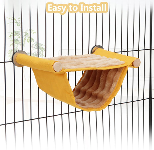 Wontee Hamster Plush Hammock - Bird Hanging Bed Nest for Small Pets, Yellow, S