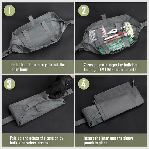 WYNEX Tactical First Aid Drop Dump Pouch, Medical Trauma Roll Up Bag with Hook-N-Loop for Chest Rig Vest