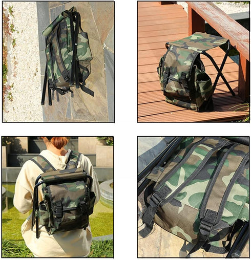 mewmewcat 2 1 Backpack 12.6x11.0x13.4in in Folding Chair Portable Stool Collapsible Camping Fishing Chair Large
