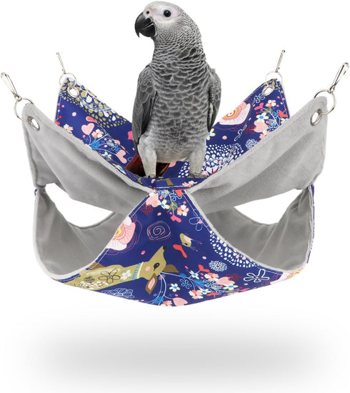 Bird Double Hammock Warm Nest Bed for Parrot, Budgie, Cockatiel, Lovebird, Hamster (L)