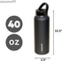 aquaswift 40 oz, 3 core - Sports Water Bottle - Gym & Outdoor Bottles, Double Wall, Black - Vacuum Insulated Stainless
