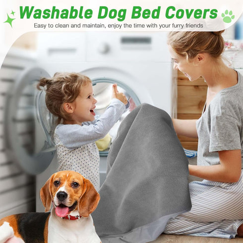 Dog Bed Covers Replacement, 100% Waterproof Washable Grey, 2 Pack 27" x 36" M