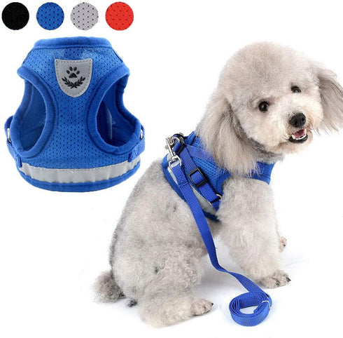 Zunea No Pull Dog Harness for Tiny Small Dog, Escape Proof Kitten Lead, Reflective Soft Mesh Padded Vest Harness Set