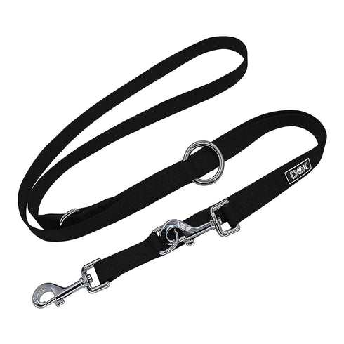 DDOXX 6.6 ft Nylon Dog Leash, 3-Way Adjustable for Dogs - XS (Black), Red