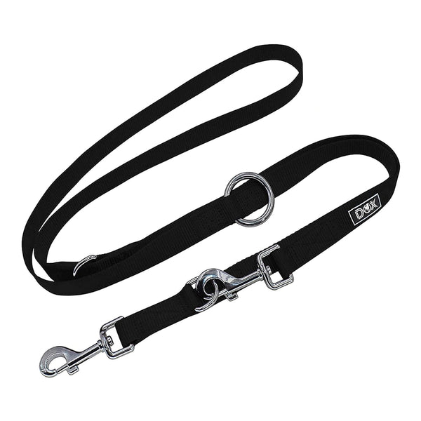 DDOXX 6.6 ft Nylon Dog Leash, 3-Way Adjustable for Dogs - XS (Black), Red