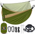Portable Camping Hammock with Net, Lightweight Double Hammocks with Tree Straps, Parachute Nylon for Hiking Green&Khaki