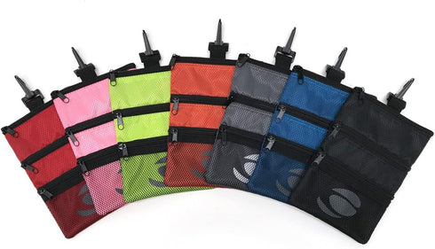 Orlimar Detachable Golf Accessory Pouch, 3 Zippered Pockets for Valuables, Clips to Golf Bag for Storage