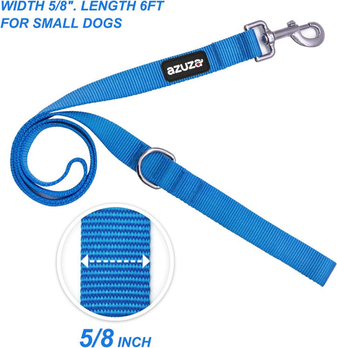 azuza 3 Pack Nylon Dog Leashes, Strong & Durable Basic Style Leash for Small Dogs, Royal Blue/Blue/Green
