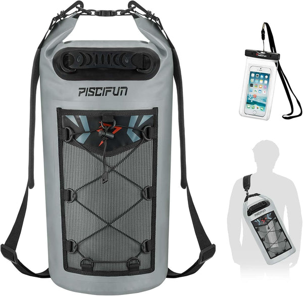 Piscifun Waterproof Dry Bag, Floating Backpack 5L/10L/20L/30L/40L with Waterproof Phone Case for Boating, Kayaking,