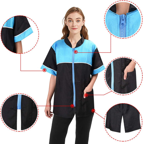 Noverlife Pet Grooming Jacket with Zipper - Large Size Lightweight Hair Repellent Shirt for Dog Cat Grooming